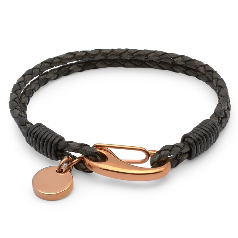 Bracelet cuir ancre noir personnalisé - 2209