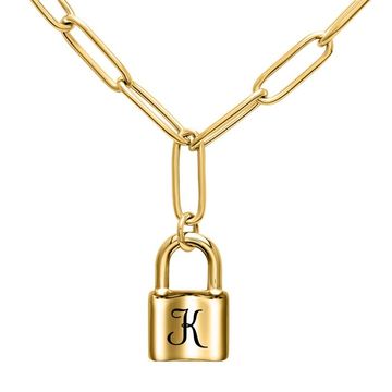 Collier cadenas acier doré personnalisé - 2619