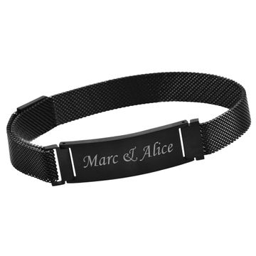 Bracelet milanais noir personnalisé - 2374