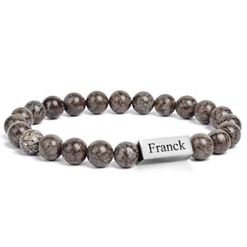 Bracelet pierres jaspe brun personnalisé - 2568