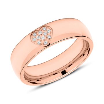Bague coeur acier rosée personnalisée - 2227