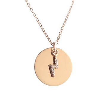 Collier médaille éclair plaqué or personnalisé - 2591