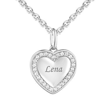 Pendentif argent cœur personnalisé - 2892  