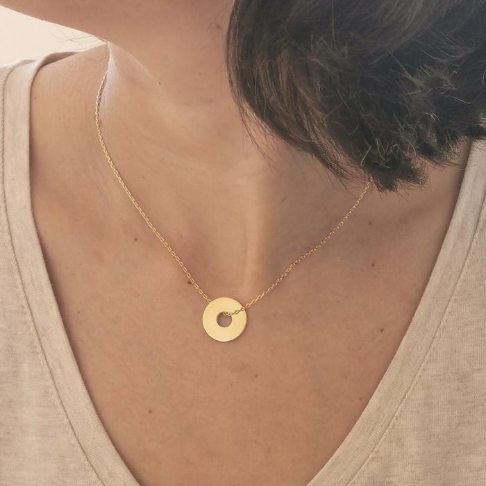 Collier Pendentif Donuts Zirconium Microserti Plaqué Or 18 Carats - Bijouxia