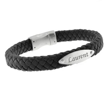 Bracelet cuir tressé personnalisable - 2369