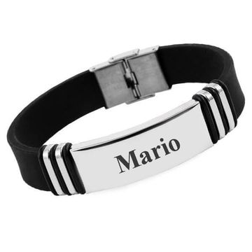 Bracelet caoutchouc noir personnalisé - 1741