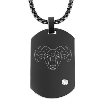 Pendentif zodiaque acier noir personnalisé - 2870