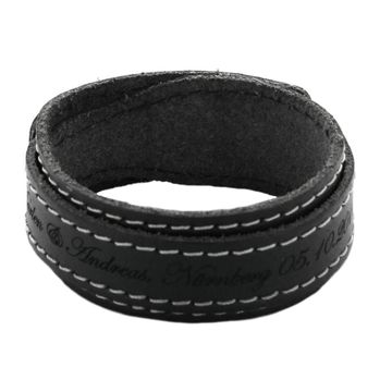 Bracelet cuir noir personnalisé - 1985