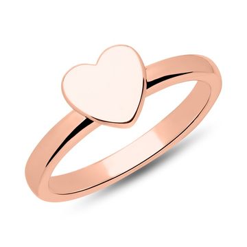 Chevalière cœur argent rosé personnalisée - 2232