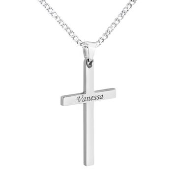 Pendentif croix acier personnalisé - 2056