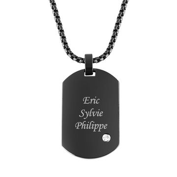 Pendentif dogtag noir personnalisé - 2406