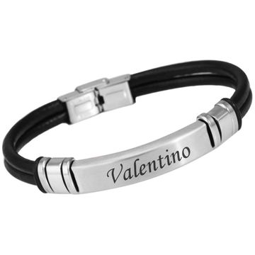 Bracelet cuir noir personnalisé - 2302