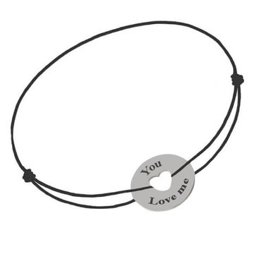 Bracelet cordon coeur argent personnalisé - 2191