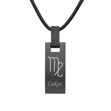 Pendentif zodiaque acier noir personnalisé - 2862