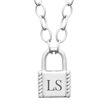 Collier cadenas argent personnalisé - 2780