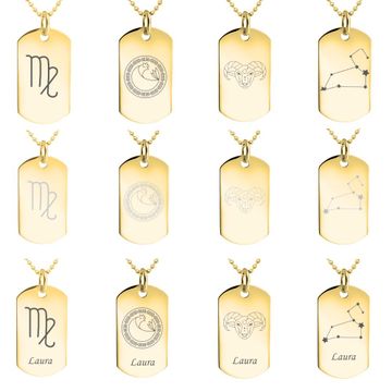 Pendentif zodiaque acier doré personnalisé - 2874