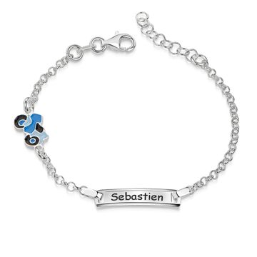 Gourmette argent moto personnalisée - 2513