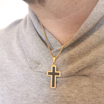 Pendentif croix acier doré personnalisé - 2640