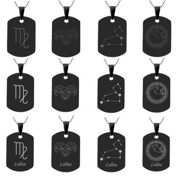 Pendentif zodiaque acier noir personnalisé - 2875