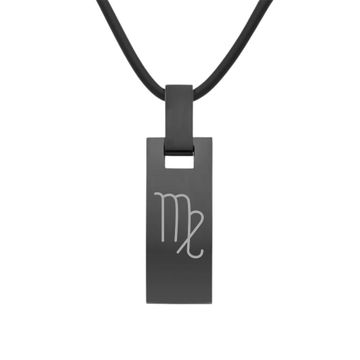 Pendentif zodiaque acier noir personnalisé - 2862