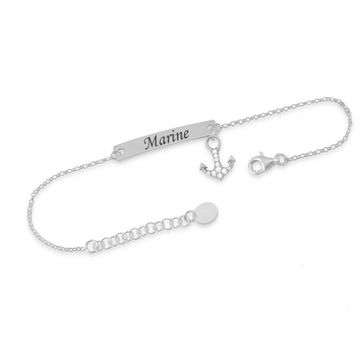 Gourmette argent ancre personnalisée - 2311