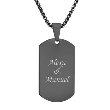 Pendentif dogtag acier noir personnalisé - 2299
