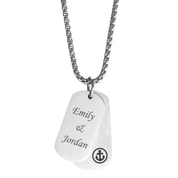 Pendentifs duo dogtags ancre personnalisés - 2396