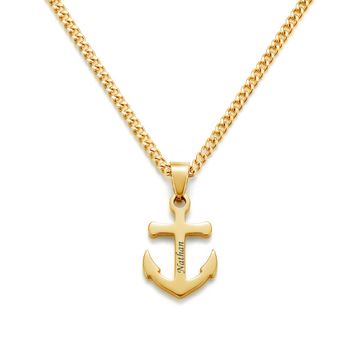 Pendentif ancre acier doré personnalisé - 2961