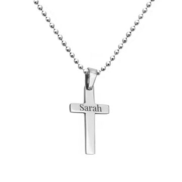 Pendentif croix acier personnalisé - 1843