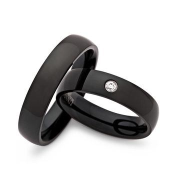 Alliances acier noir personnalisées - 0245