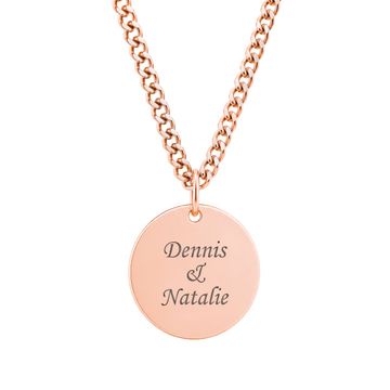 Pendentif rond acier rosé personnalisé - 2965
