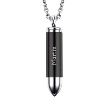 Pendentif balle acier noir personnalisé - 2694