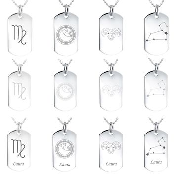 Pendentif zodiaque plaque acier personnalisable - 2861