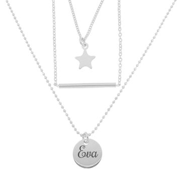 Collier argent triple rangs à graver - 2461