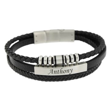 Bracelet cuir noir personnalisé - 2329