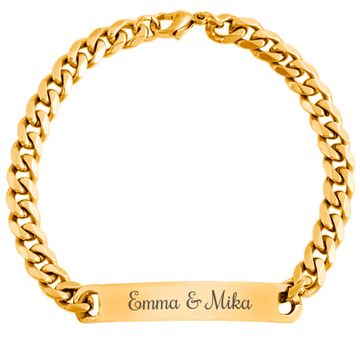 Gourmette acier dorée personnalisée - 2658