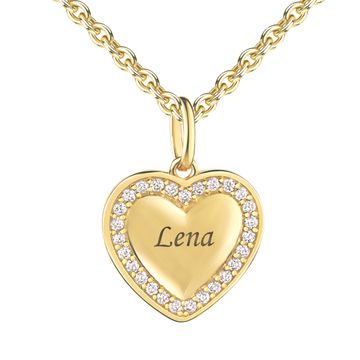 Pendentif cœur argent doré personnalisé - 2894